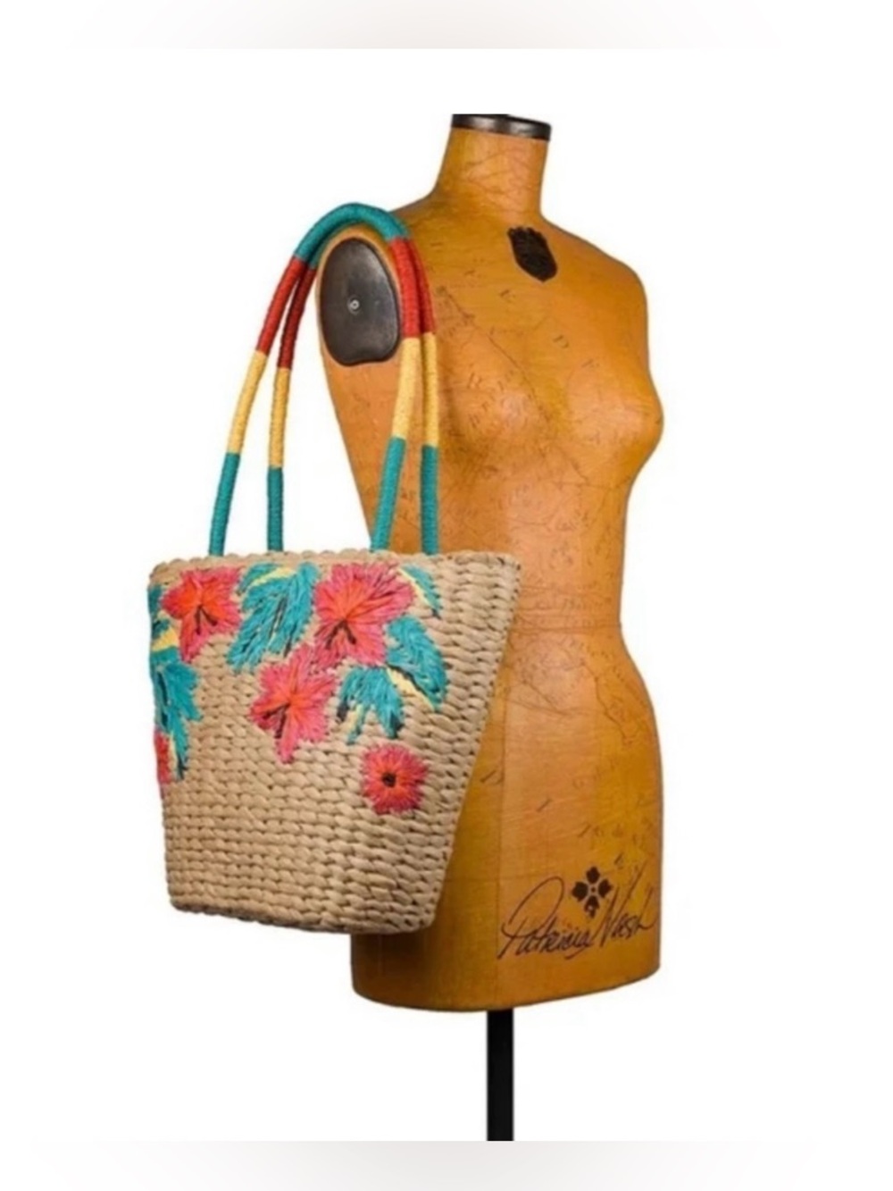 Patricia Nash Florina Woven Straw Tote - Multicolor NWT & Dust Bag - Picture 12 of 13